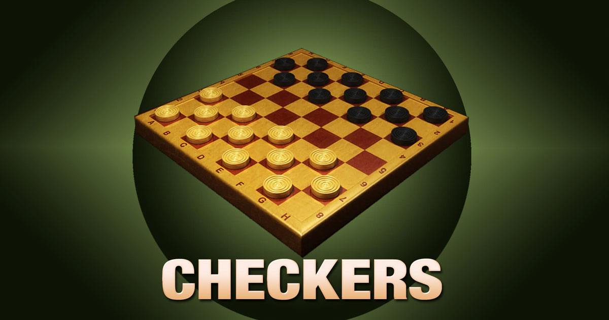 Checkers board game strategy view