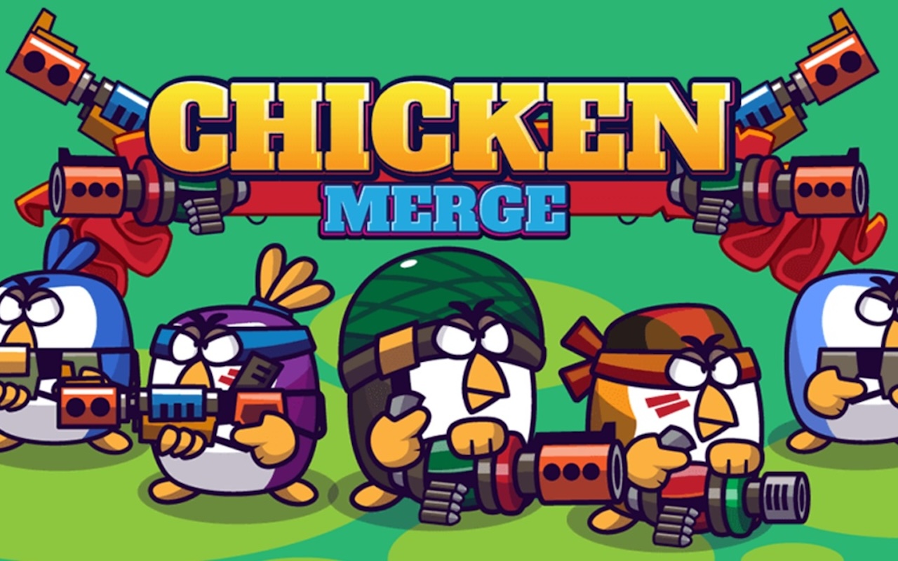 Chicken Merge board showing merged chicken tiers