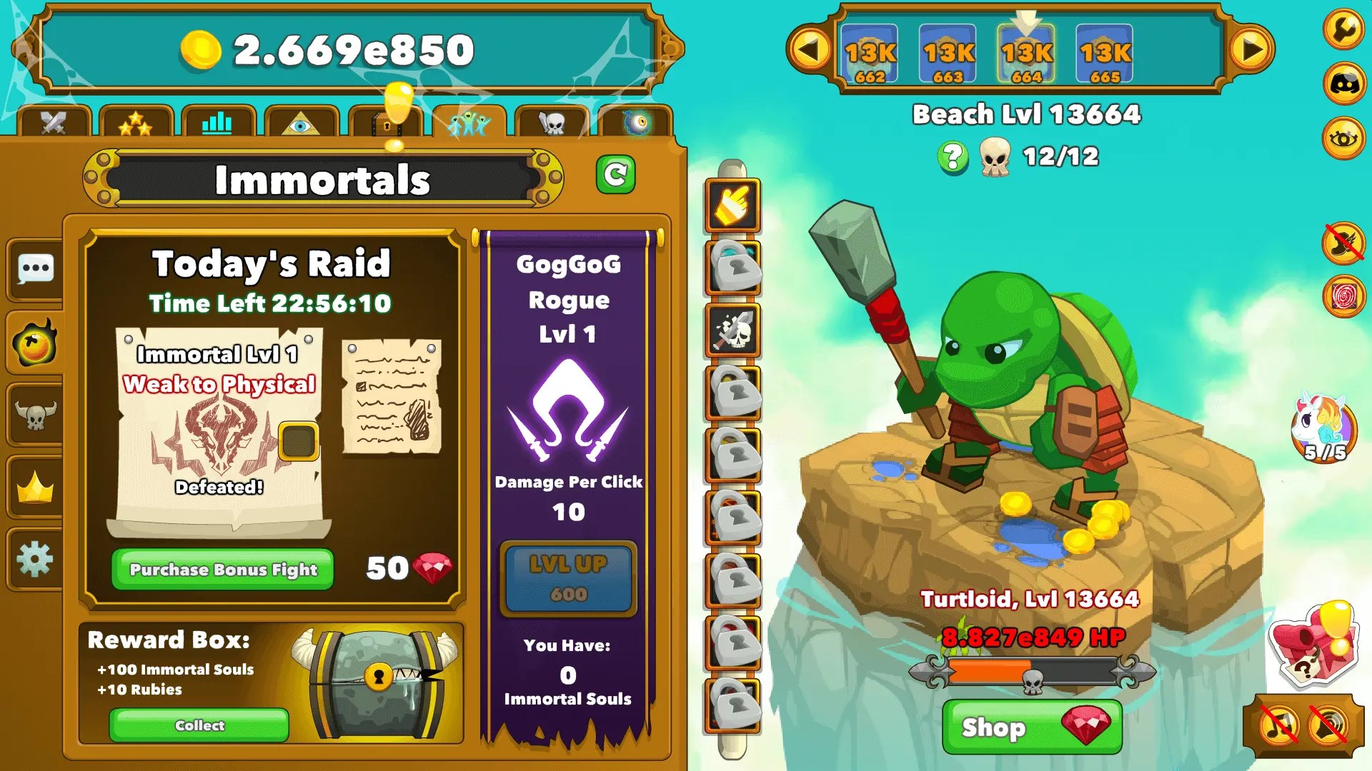 Clicker Heroes Ancient upgrades and prestige system
