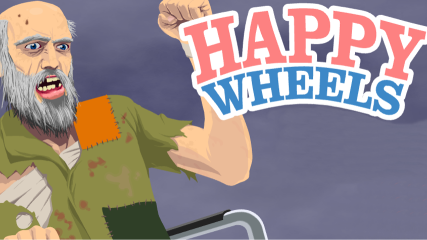 Happy Wheels ragdoll character physics and obstacle course