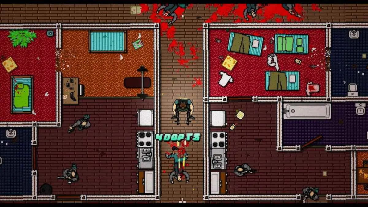 Hotline Miami neon pixel art 1989 Miami atmosphere