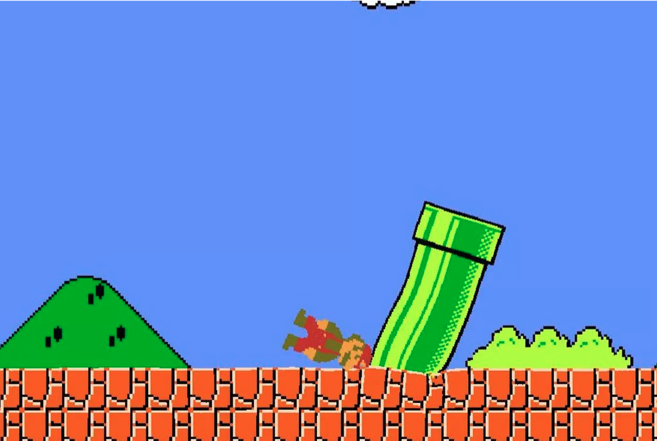 Jelly Mario - soft-body physics deforming the classic Mario world