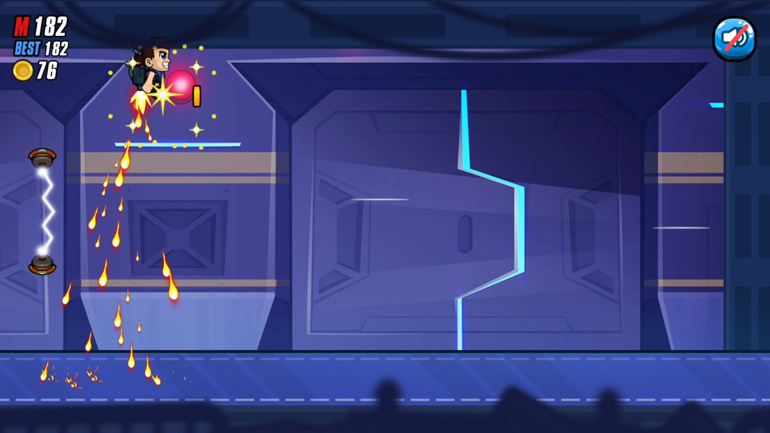 Jetpack Adventure - navigating narrow corridor with moving ceiling