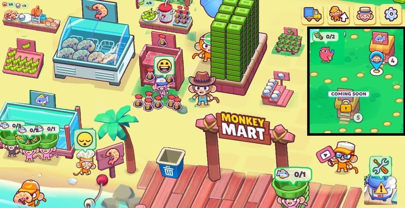 Monkey Mart - expanded store departments with hired helper automation