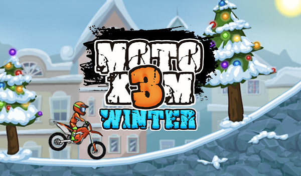 Moto X3M Winter - motorcycle on icy course with snowball obstacles