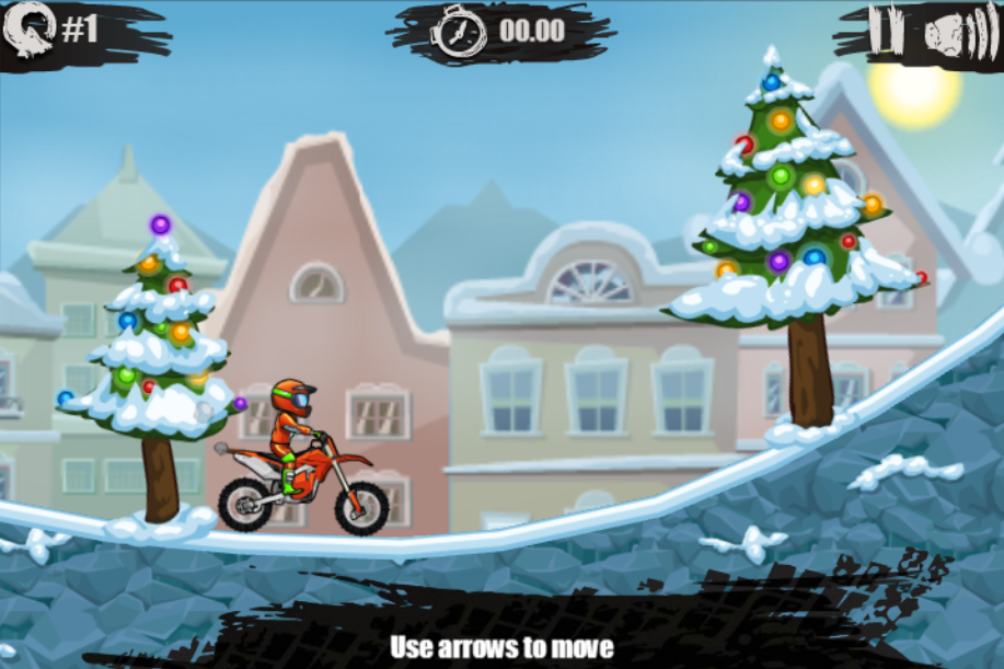 Moto X3M Winter - brutal late-game hazard sequence on frozen track
