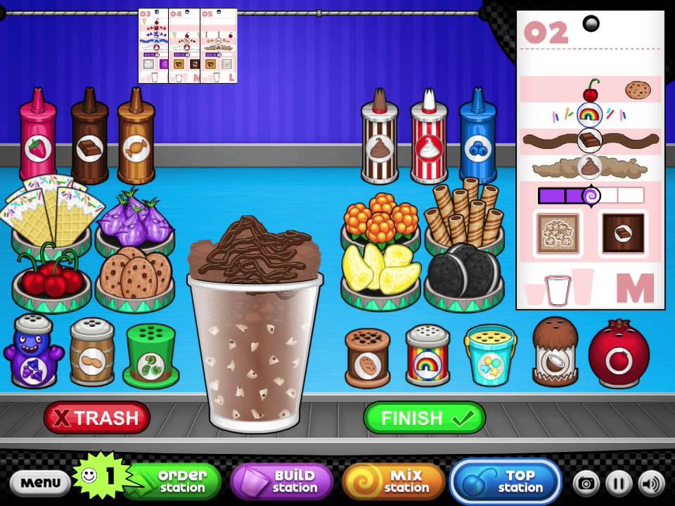 Papa’s Games upgrade shop and tip earnings screen