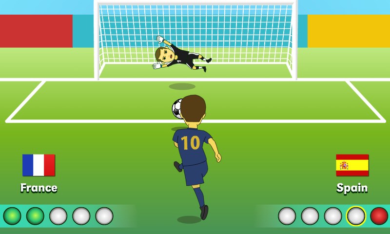 Penalty Shootout goalkeeper dive and match result screen