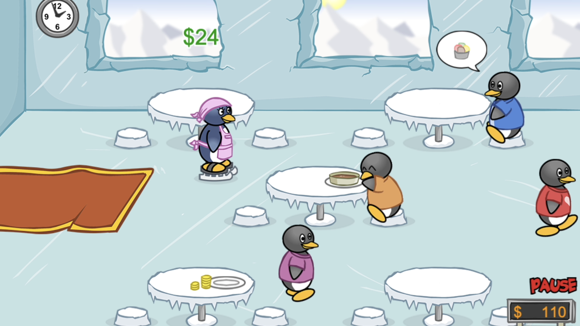 Penguin Diner upgrade shop between shifts with tip currency