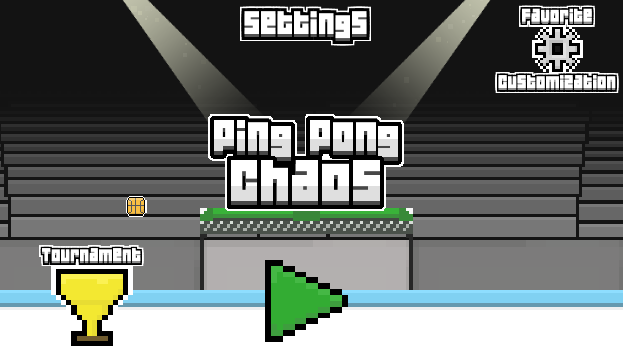 Ping Pong Chaos match with power-ups and obstacles on table