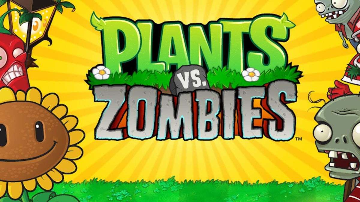 Plants vs Zombies lawn defense grid with sunflowers and peashooters