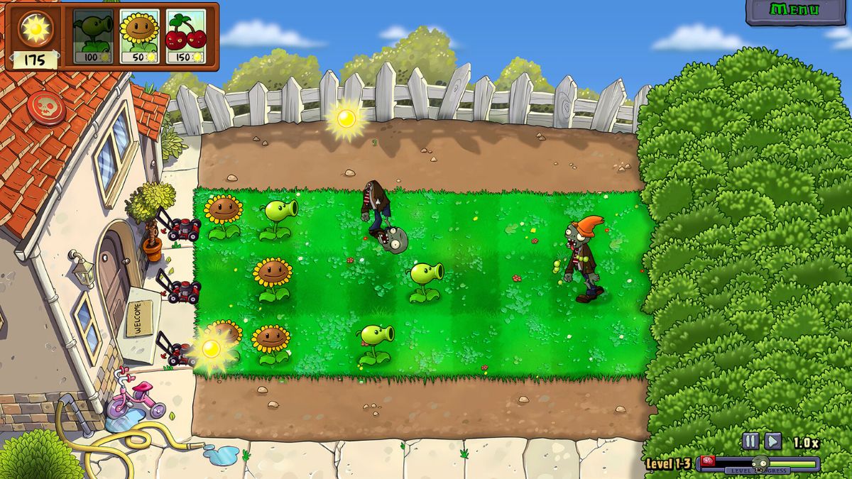 Plants vs Zombies zombie wave attacking with Conehead and Football variants