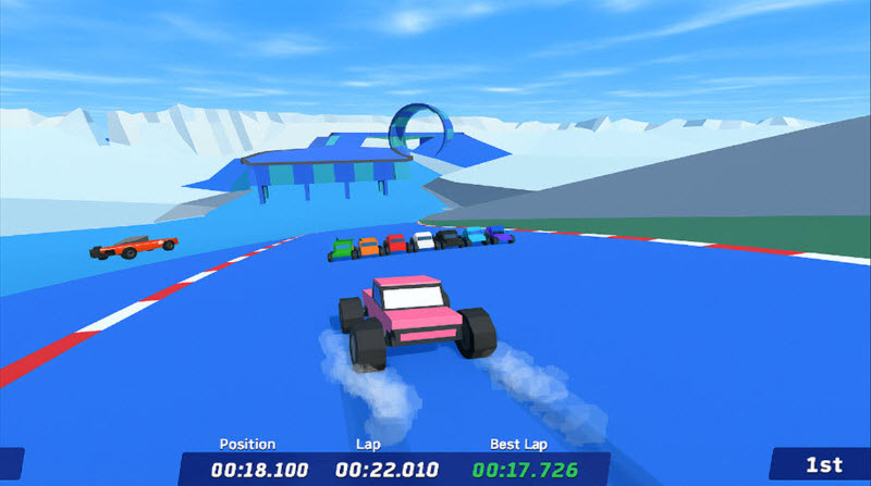 Polytrack time attack car cornering on minimalist polygon course
